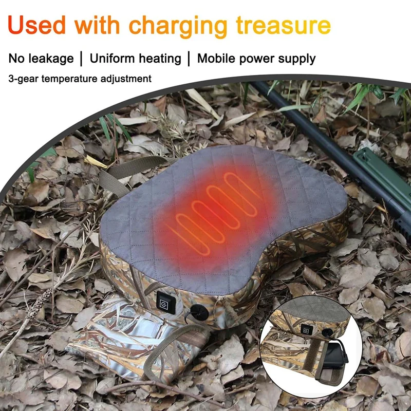 Portable Heated Seats Pads Three Gears Temperature Adjustable Seats Cushion ,Leaf Camouflage