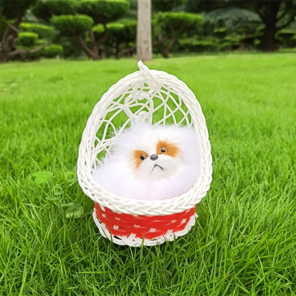 With Hanging Basket Simulation Rabbits Toy Model Figurines Simulation Cat Doll Fur Animal Lifelike Plush Sleeping Cats Toy