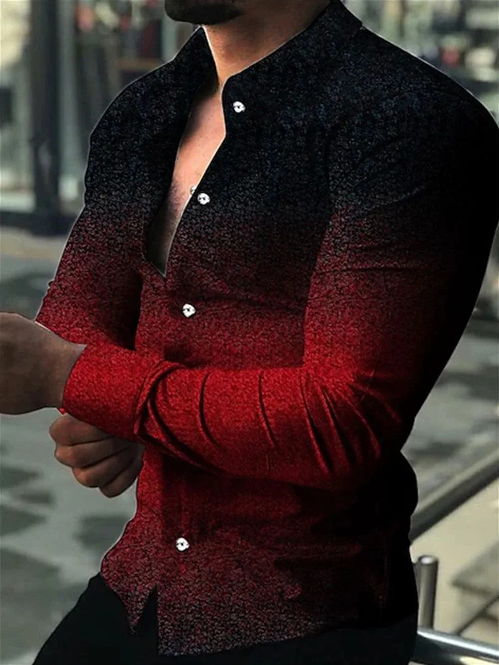 

Fashion Luxury Social Men Shirts Turn-down Collar Buttoned Shirt Casual Lion Print Long Sleeve Tops Men's Clothing Prom Cardigan