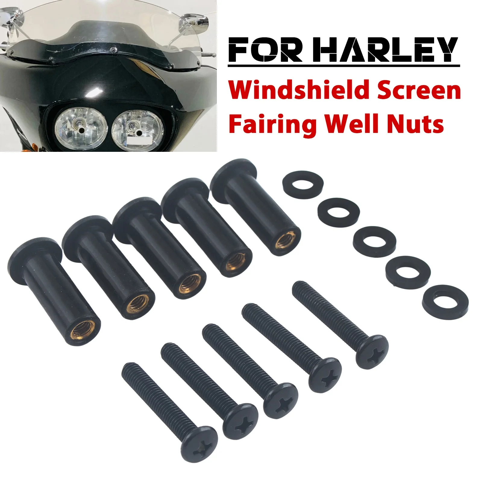 Windscreen Well Nut w/ Bolt Screws Hardware Kit For Harley Road Glide models 1998-2023