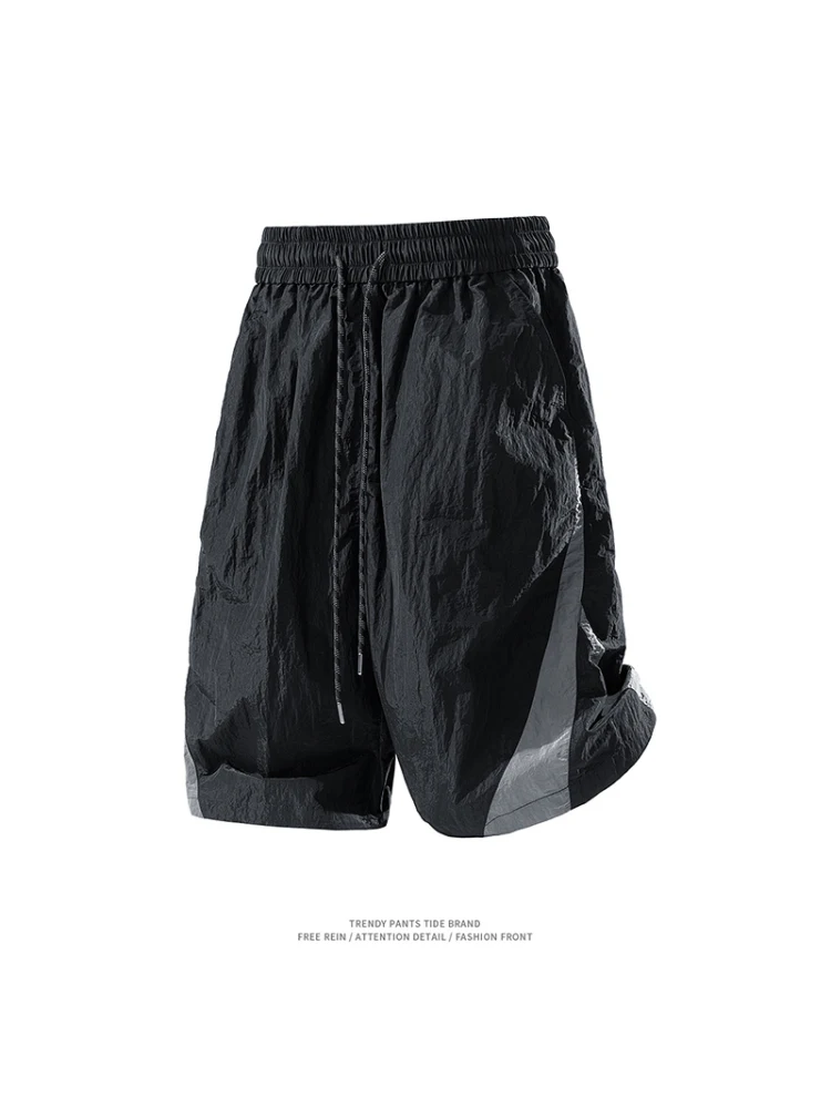 

New Summer Thin ort Pants Loose Outdoor Casual Men's Faion Brand American Sle Spor Five-Quarter Length Straight Leg