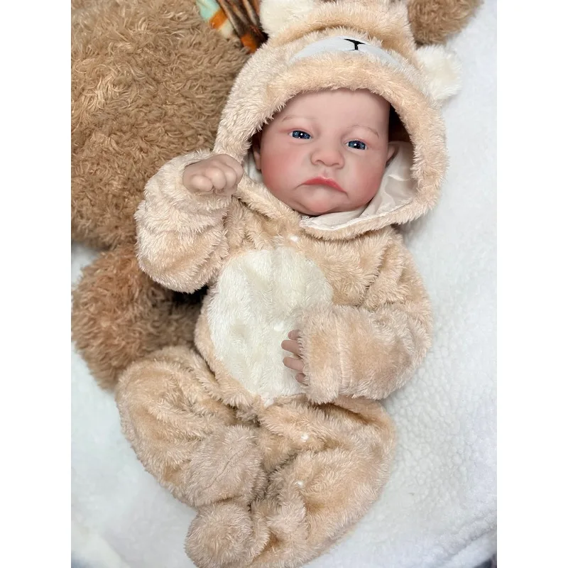 45cm Reborn Doll Awake Levi with Cotton Body or Vinyl Body Painted Hair Newborn Doll