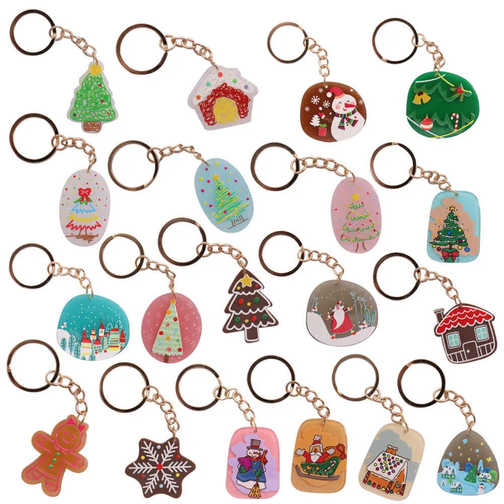 50pcs Wholesale Christmas Snowman Snowflake Bell Keychain Car Key Women Bag Charm Cell Phone Pendant Accessories Jewelry Gifts