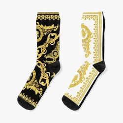 Baroque Greek ornament GoldenMeander Meandros VINTAGE Socks cute Children's kawaii basketball Socks Male Women's