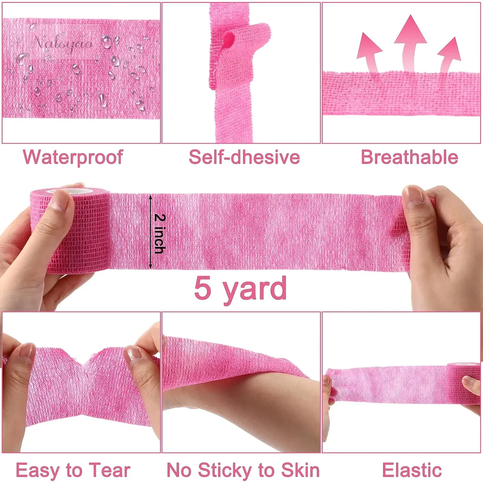 48/24/12/6/3 Pink Tattoo Grip Bandage Cover Wraps Tapes Nonwoven Waterproof Self Adhesive Finger Protection Tattoo Accessories