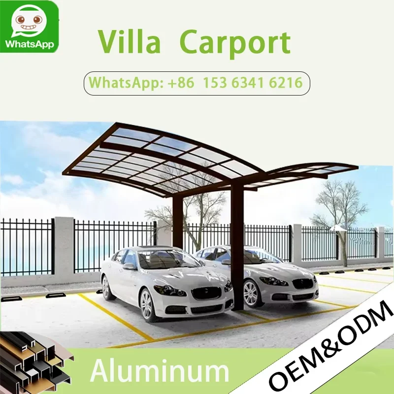 

OneAlu Aluminum Outdoor Carport - Portable Sun Shelter for Villa, Harbor, Garden & Modern Metal Garage Car Guardrail Canopy