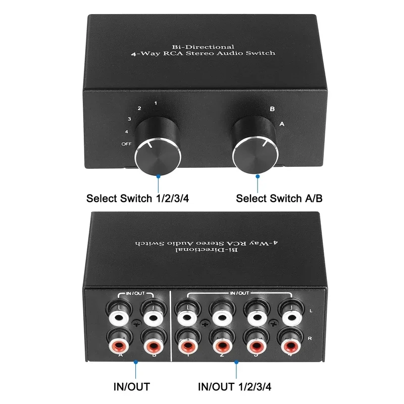 Imagem -02 - Interruptor Áudio Estéreo Rca Vias Bidirecional Saídas Saídas l Comutador Estéreo Amplificador Rca