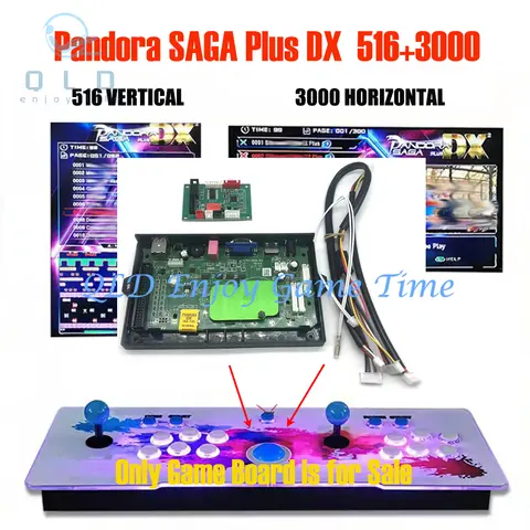 Pandora SAGA DX PLUS 516 + 3000 in 1 Vertical Horizontal Arcade Box,Tracking Game Machine Board, Trackball for 2 Player Cocktail