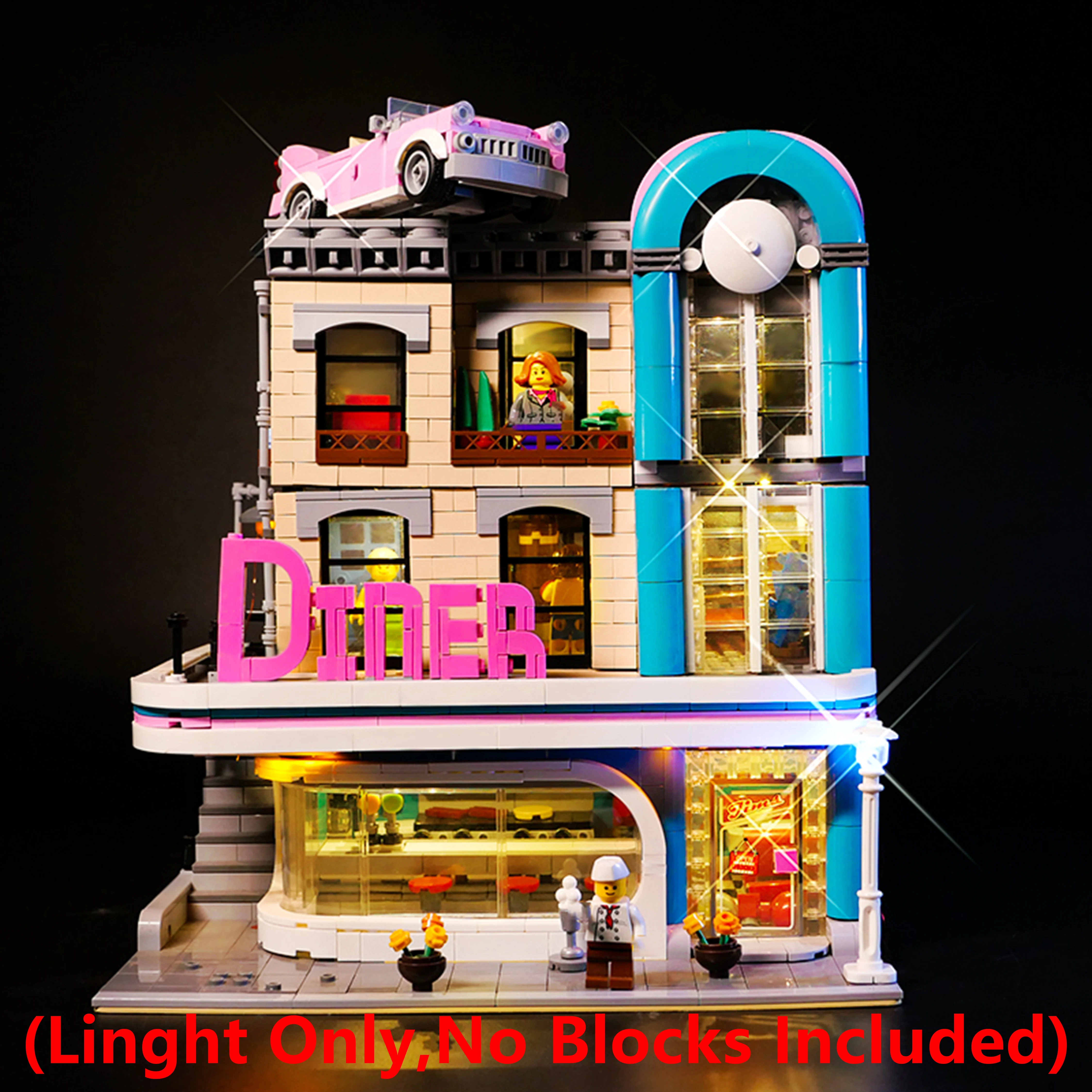 

DIY LED Light Kit 10260 Retro Restaurant Building Block Model Remote Control Decorative Lighting Accessories Lights Only Gift