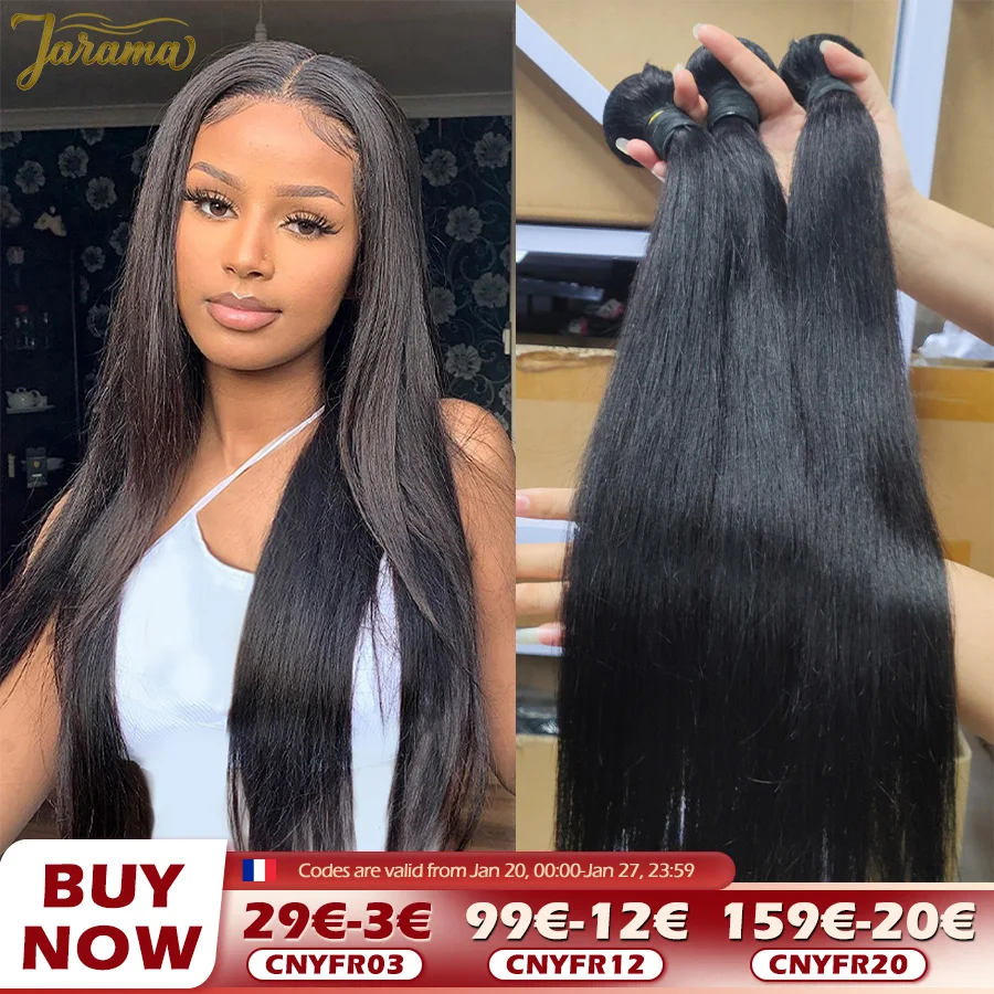 30 32 Inches Bone Straight Human Hair Bundles Brazilian 100% Human Hair Bundles Raw Hair Bundles 1/3/4 Lot Human Hair Weaves Natural Human Hair Extensions For Women Fast Delivery 3 Days France