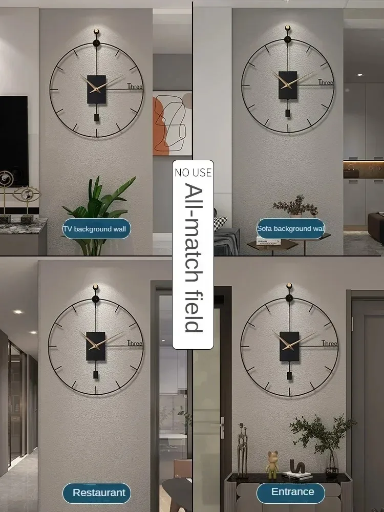 Modern Design Wall Clock Swingable Wall Clocks Living Room Modern Vintage Pendulum Clock Large Brief Wall Home Decor
