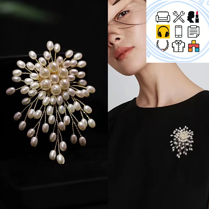 Elegant Pearl Flower Brooch Pin Badge For Women Girls Fashion Clothes Decoration Jewelry Gifts