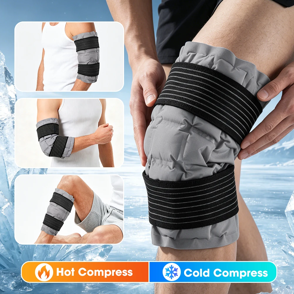 Knee Ice Pack Wrap Self-Absorbing Reusable Hot Cold Gel Pad Large Ice Pack For Knee Joint Relief After Surgery Sports Injuries