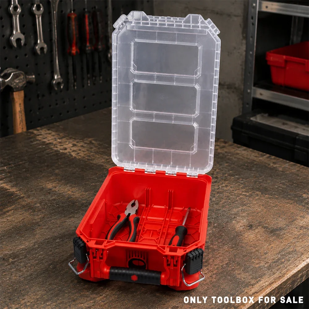 Visibility Thickened Comfortable Handle Portable Lockable Multifunctional Tool Storage Box with Transparent Lid Built-in Tool