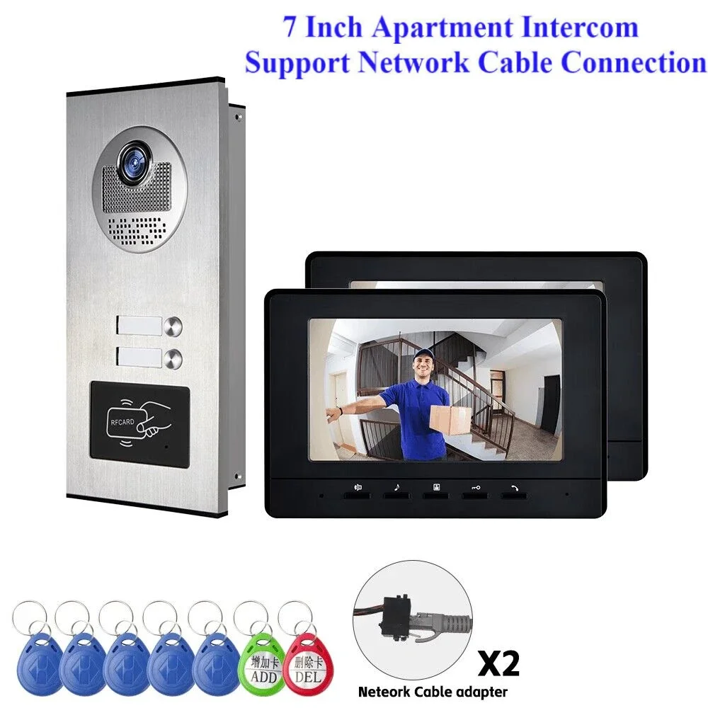 Video Intercom System For Multi Apartment Network Cable Port RFID Unlock Door Video Call Door Phone Building Doorbell Kits