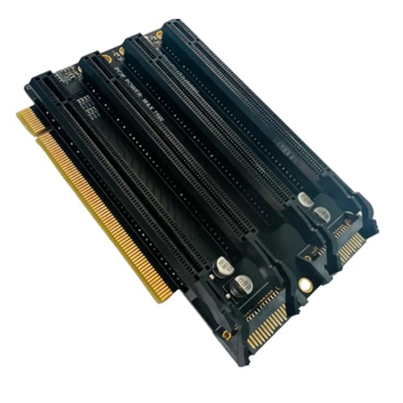 PCIe-Bifurcation X16 to X4X4X4X4 Expansion Card PCI-E Gen3 3.0 X16 1 to 4 Port Split Adapter Card SATA Power Port PC