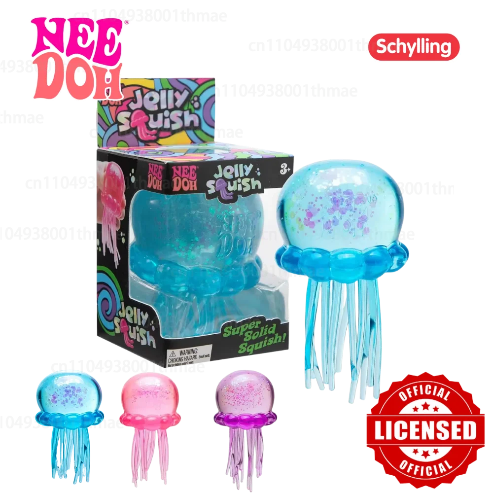 Trending Nee Doh Jellyfish & Fuzz Ball Soft Squish Toy, Soft Jelly Squeeze Stress Relief Fidget Toy, Sensory NeeDoh for Kids & A