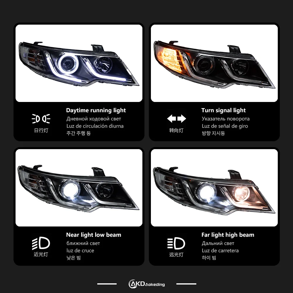 2 PCS Auto Car Head Light Parts For KIA Forte Cerato 2009-2013 LED Lamps Headlight Replacement DRL Dual Projector Facelift