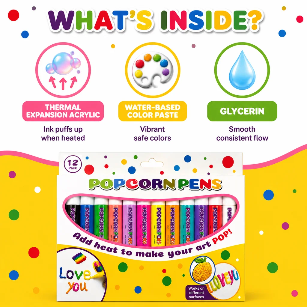 12 Color Heat Activated Puffy Paint Pens 4