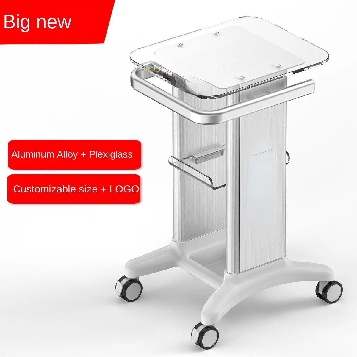 Beauty Instrument Stroller Acrylic Small Bubble Rack Base Dental Clinic B- Ultrasound Medical Cart plus-Sized