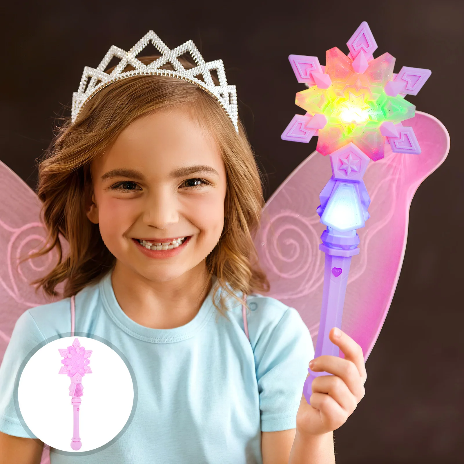 

Light Up Snowflake Wand LED Fairy Stick Birthday Party Favor Girl Dress Up Accessory Role Stick Princess Party