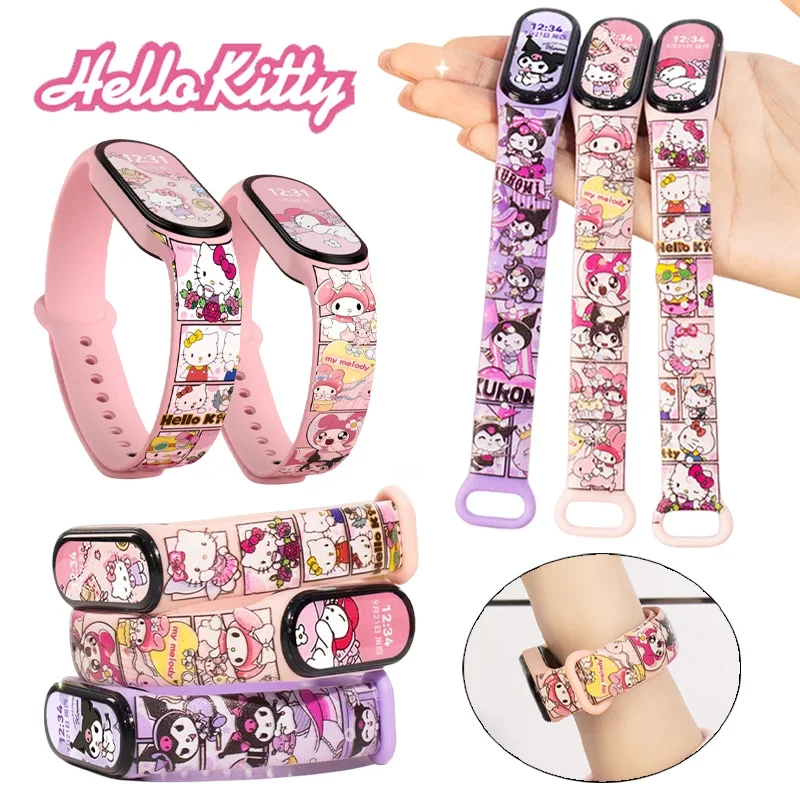 Sanrio Hello Kitty Strap for Xiaomi Mi Band 3 4 5 6 7 8 Silicone Bracelet Replacement Wriststrap Smart Watch Band Accessories