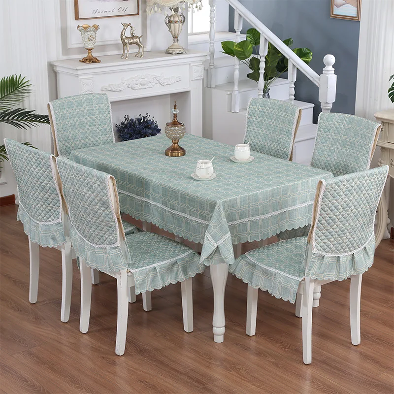 Simplicity dining tablecloth Chair cover high quality kitchen table Quilted non-slip straps dining chair cushion table cloth set