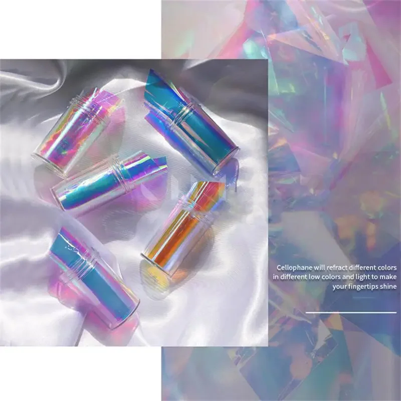 Ice Glass Cellophane Nails Foil Film Sticker Laser Jewelry Candy Paper Nail Art Transfer Paper Manicure Decoration