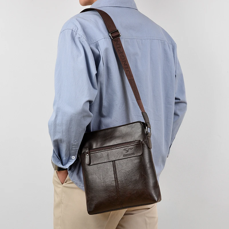 Business-Casual-Rucksack für Herren, Umhängetasche aus PU-Leder mit mehreren Fächern und großem Fassungsvermögen – Detail 6