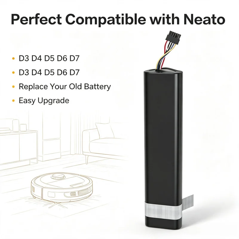 9800mAh Replacement Battery Compatible with Neato Botvac Connected D3 D4 D5  Durable Li-ion for D503/D701-D705 Robotic Vacuum