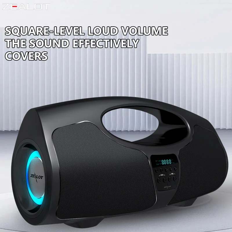 Alto-falante sem fio portátil para exterior ZEALOT P1 com microfone de karaokê Bateria de 7200mAh 40W de potência Tempo de reprodução contínua 10 horas.