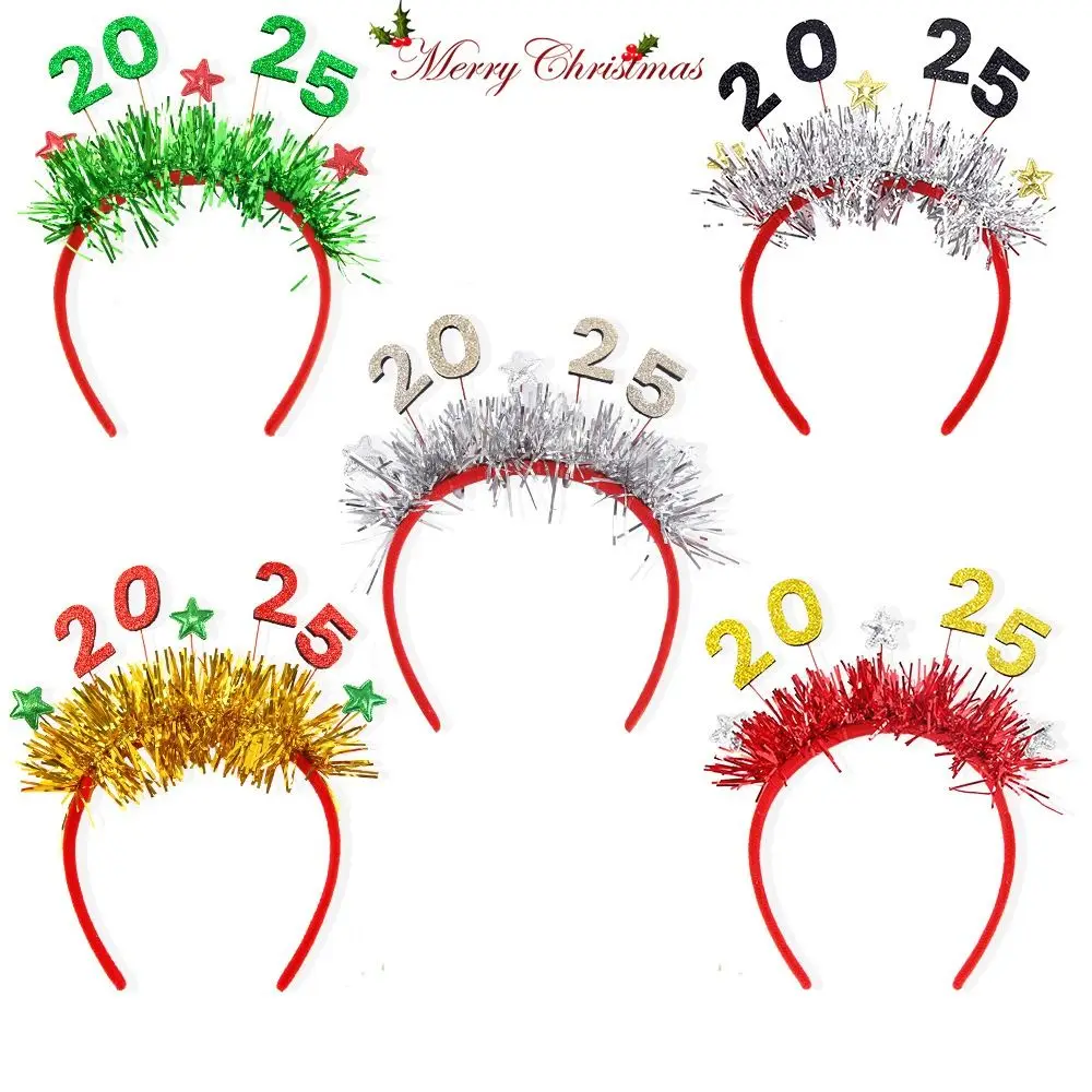 Lantejoulas 2025 feliz ano novo bandana de plástico carta natal headpiece fotográfico suprimentos de natal