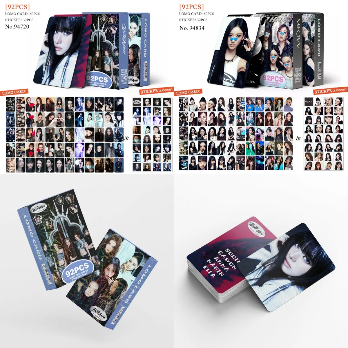 New Arrival Gawon Narin Meovv Fashion Boxed Photocards Decals 92Pcs Sooin Anna Ella Charm Lomo Card Stickers Fans Birthday Gift