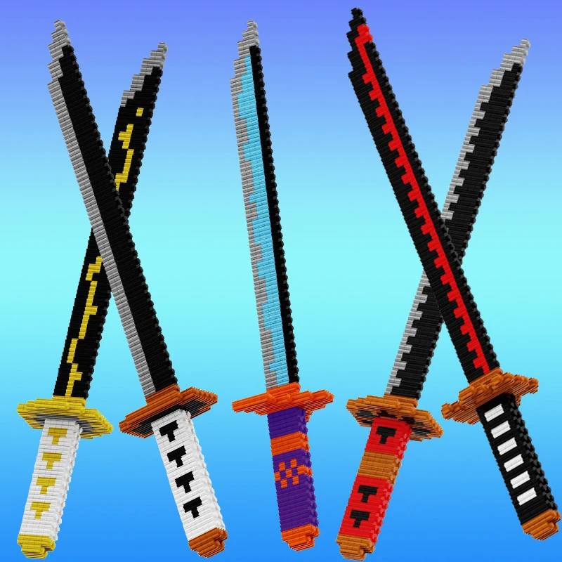 Anime Nichirin Sword Building Blocks Samurai Katana Model Kit Japanese Ninja Blade Bricks Assembly Toys Collectible Gifts