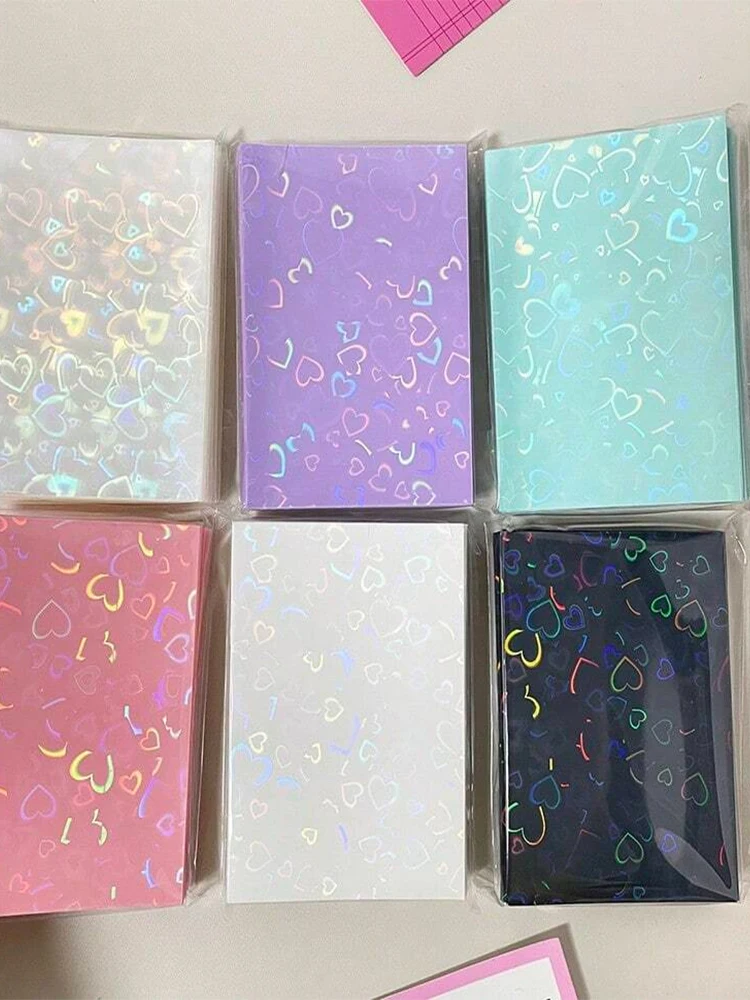 50 Stück Laser-Schutzfolie mit herzförmigem Muster, Fotoschutzabdeckung, geeignet für Ausweise, Studentenausweise, Spielkarten