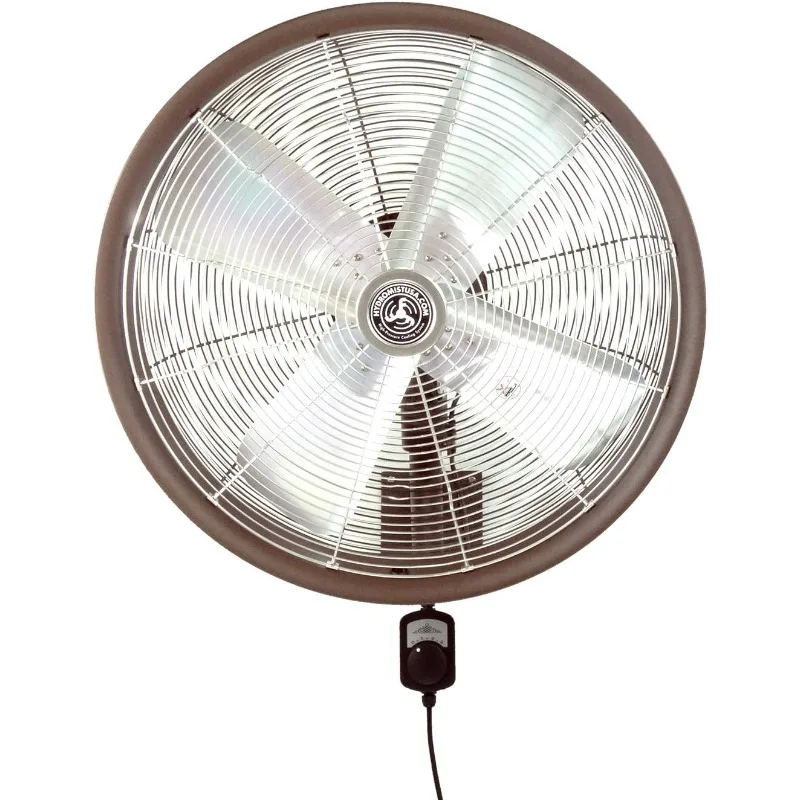 HydroMist Oscillating Wall Mounted Outdoor-Rated Fan, 3-Speed Control on Cord, Alum Fan Blade, Mounting Bracket