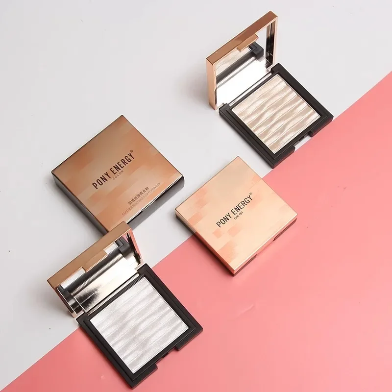 PONY ENERGY Pena Sensação Sedosa Marcador Pó Paleta Champanhe Iluminador Luminoso Contorno Glitter Polarizador Maquiagem
