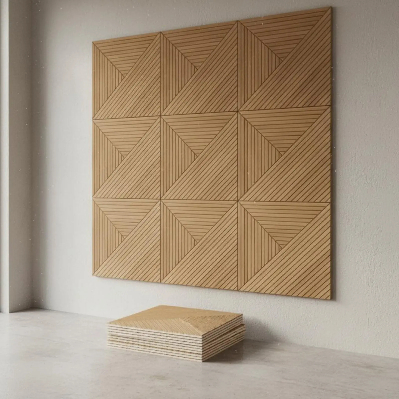 Wood Grain Acoustic Panel Reduce Reverberation Three-Dimensional Decorative Wall Panel autoAdhesive Acoustic Foam Flame - view 2