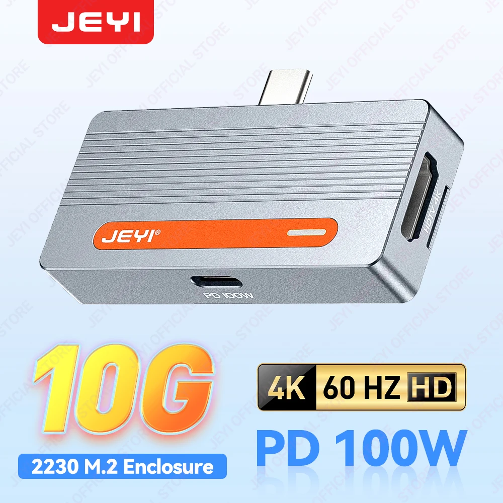 

JEYI Direct-Attached M.2 2230 NVMe SSD Enclosure with USB-C Plug, 10Gbps USB C to NVMe Adapter with 4K, PD 100W Fast Charging