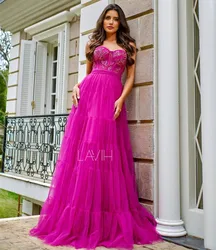 Customized Tulle A Line Dresses for Prom Handmade Beaded Sweetheart Pageant Party Birthday Gowns Zipper Back Evening Dress