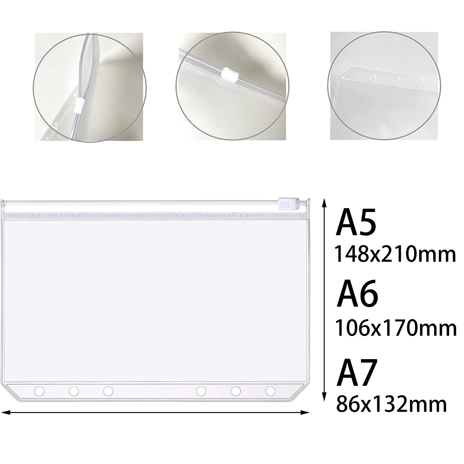 A5 A6 A7 Rits Losse Blad Zakken 6 Gaten Bindmiddel Zakken Plastic Binder Rits Mappen Waterdichte Documenten Notebooks Kaarten