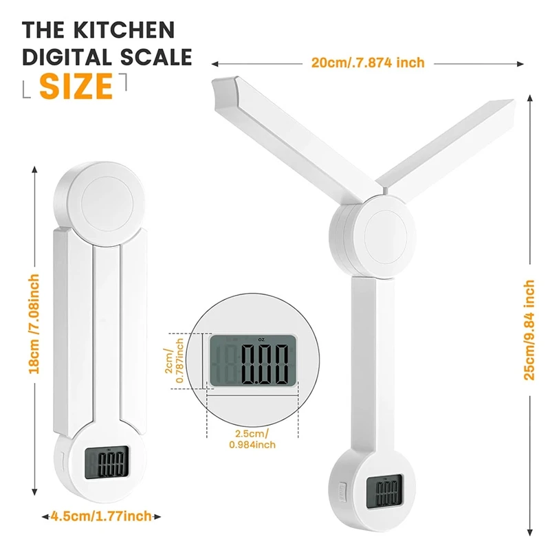 Balance alimentaire pliante de haute précision, balance de cuisine numérique, ABS blanc, prise saine de mesure, 1 pièce