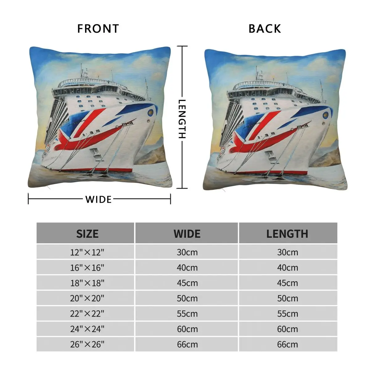 P&O Cruise Ship Britannia Pillowcase Polyester Linen Velvet Pattern Zip Decorative Home Cushion Cover