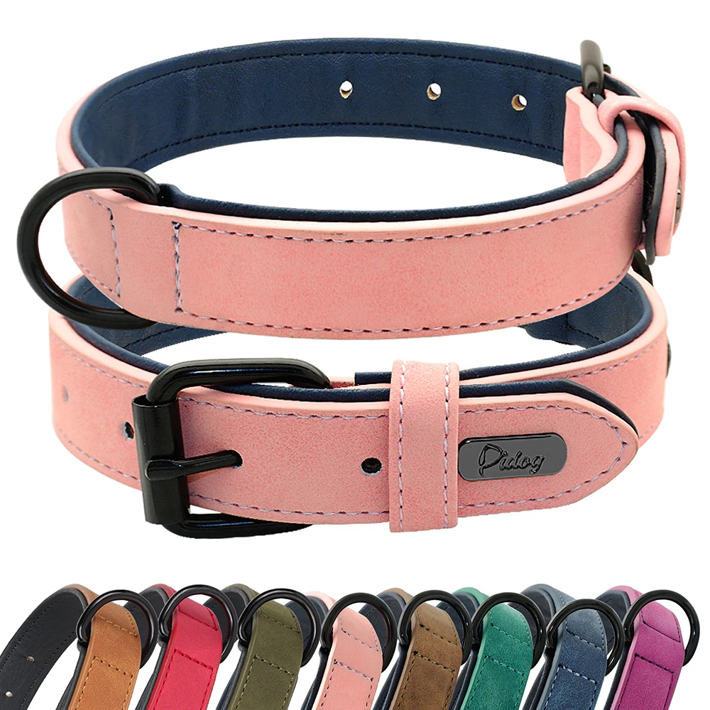 

8 Colors Soft PU Leather Dog Collar Durable Padded Pet Collars With Adjustable Buckle for Small Medium Large Dogs Chihuahua Pug