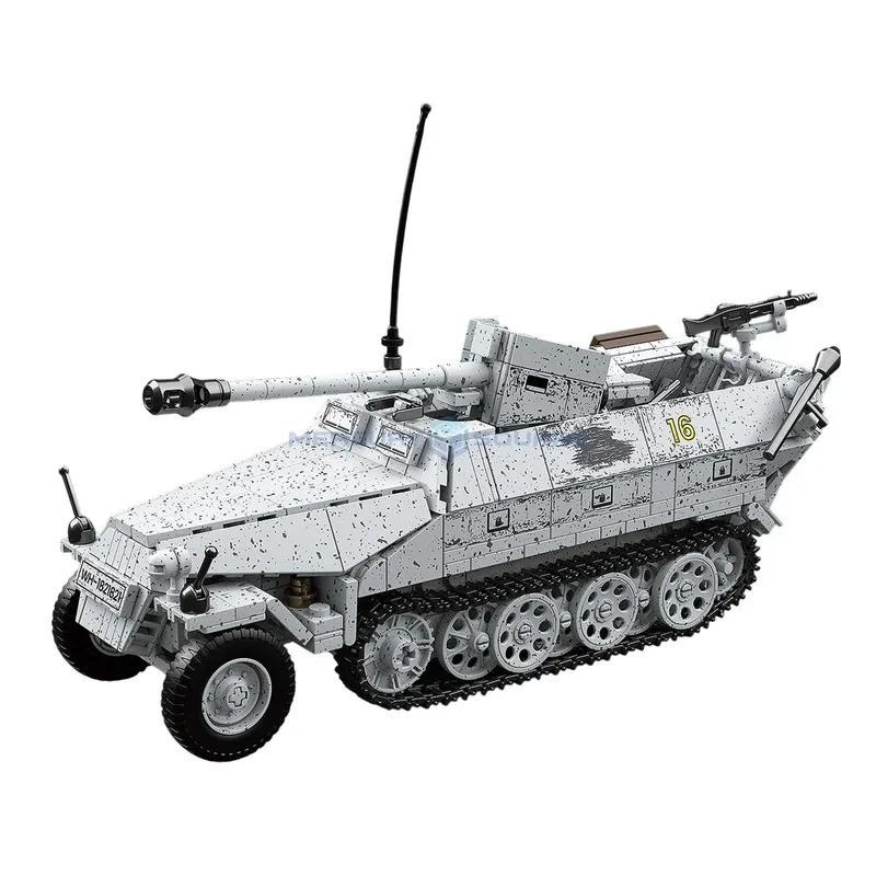 군용 장갑차 블록 MOC 100320 Sd.Kfz.251/22 Ausf.D 스타일 모델 브릭 키트 트랙 차량 장난감 선물 어린이용