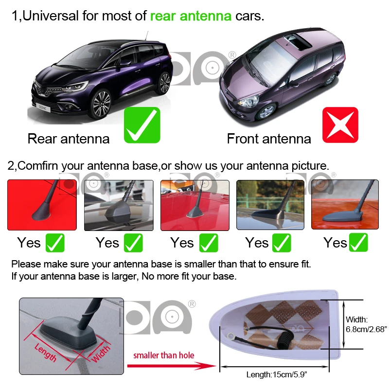 Universal Super Shark Fin Antenna Special Car Radio Aerials Piano Paint Stronger Signal FM AM Suitable for Most Car Models - view 2