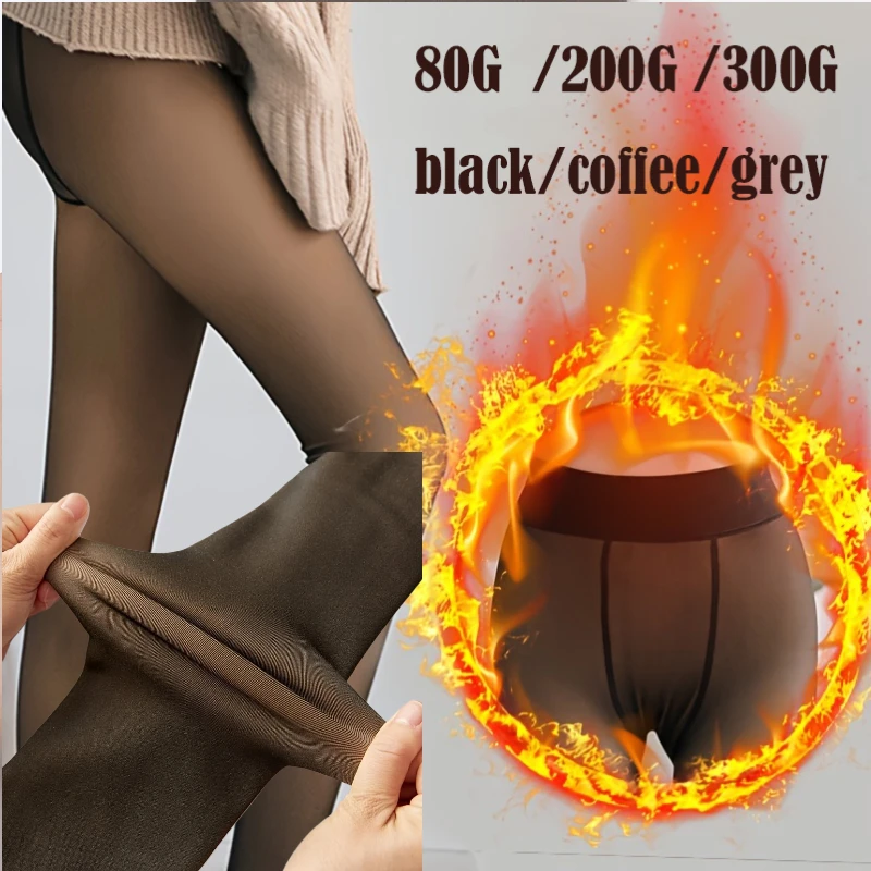 Frauen Thermische Leggings Winter Warme Sexy Elastische Durchscheinende Strumpfhosen Weibliche Fleece Thermische Hohe Taille Schlank Verdicken Enge Hosen