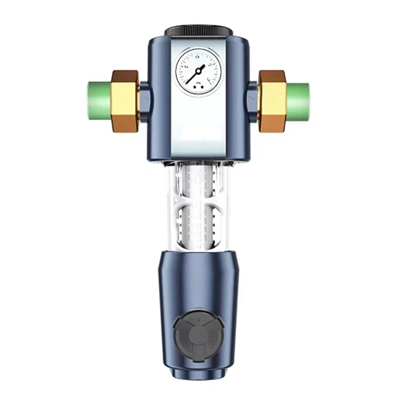 

BAAR-Cleaning Pre Filter With Pressure Gauge 360° High-Pressure Backwash Filtration System Reusable Whole House Filter