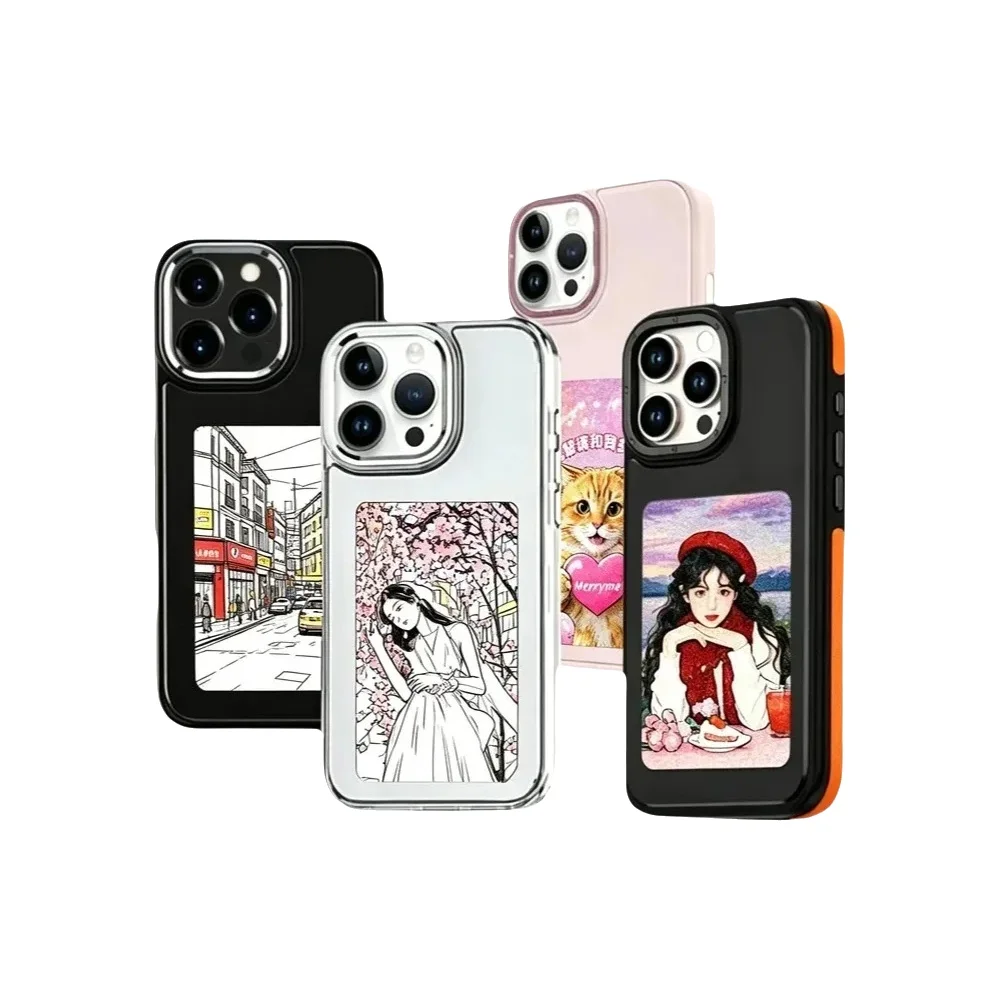 Etui na telefon z ekranem NFC Ink Screen Aermy DIY Screen 4 Color Display, obudowa na telefon komórkowy do iPhone 13 14 15 16 Pro Max — 2