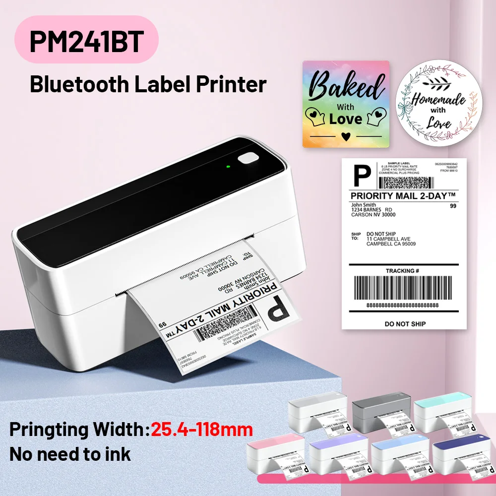 Phomemo PM241 BT Shipping Label Printer Bluetooth Wireless Thermal Label Printer Compatible with iPhone Android Mac Windows